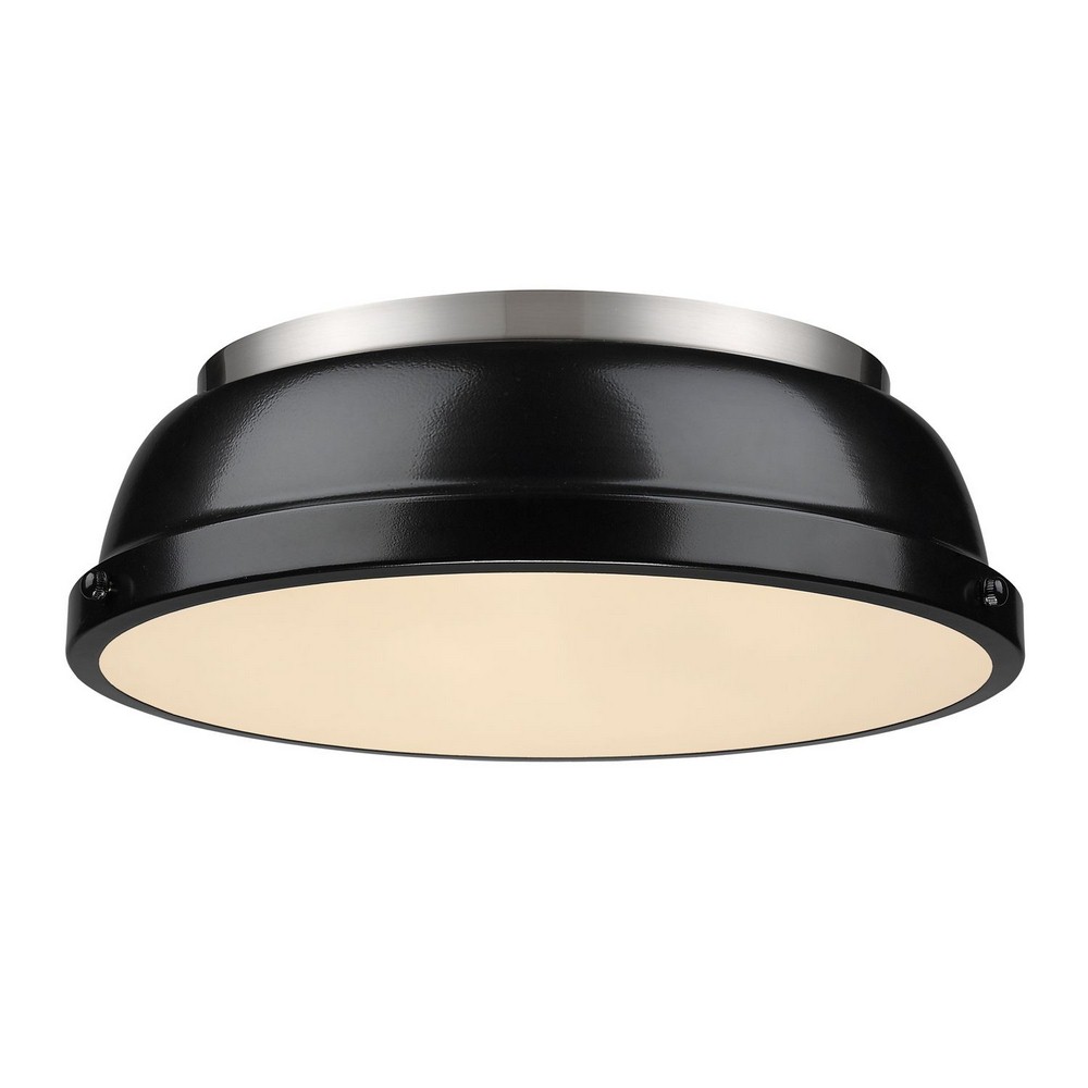 Golden Lighting-3602-14 PW-BK-Duncan - 2 Light Flush Mount in Classic style - 4.25 Inches high by 14 Inches wide Pewter Black Aged Brass Finish